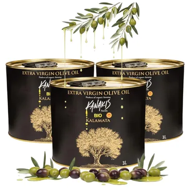 Produktbild von Kanakis | Olivenöle 3x3 L - Kaltgepresst - Aus Griechenland - Natives Olivenöl Extra - EVB - Hoher Polyphenolgehalt - ohne Bitterkeit
