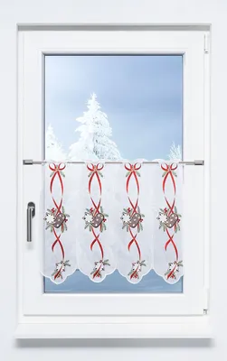 Produktbild von Scheibengardine Plauener Spitze - Lebkuchen  (Bx H) 113.40cm * 49cm Rot/rot-braun