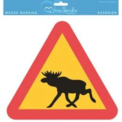 Produktbild von Warnschild "Vorsicht Elch"Lustiges Warnschild wie es in Schweden in groß an den Straßen zu sehen ist.Mehrfarbiger Druck auf Leichtschaumplatte, Größe