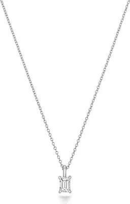 Produktbild von Funkelndes Feuer Wunderschöne 18 Karat (750) Weißgold Damen - Diamant Halskette Smaragd-Schliff 0.19 Karat - 46cm; TRS3735718KW