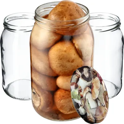 Immagine prodotto di KADAX barattoli per conserve 900 ml, barattoli per conserve, barattoli per conserve con coperchio a vite, barattoli per conserve utilizzabili come barattoli per marmellata, barattoli per la conservazione, barattoli per conserve (8 pezzi, funghi)