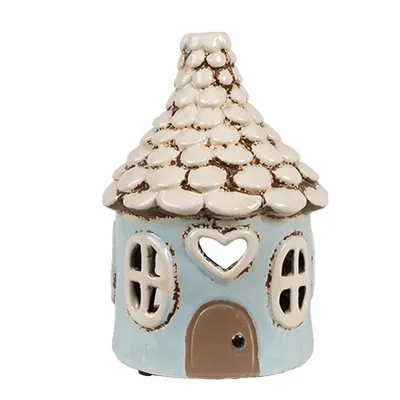Produktbild von Clayre & Eef Teelichthalter Haus Ø 11x15 cm Blau Keramik