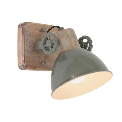 Immagine prodotto di Mexlite - faretto - Gearwood - verde - metallo legno di gomma - faretto a superficie - E27 - 7968G