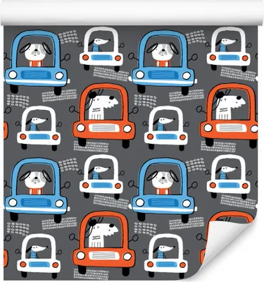 Produktbild von 10m VLIES TAPETE Rolle Kinderzimmer Autos Stadt Tiere Hunde Kreise XXL