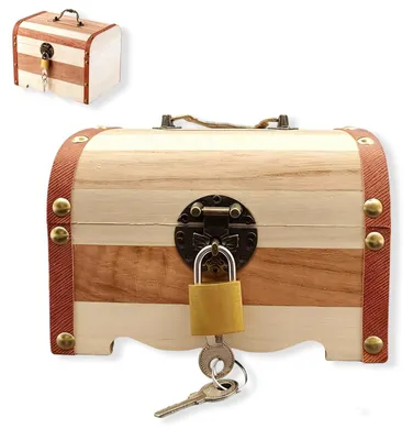 Obrázok produktu pre Starožitná drevená truhlica so zámkom (14,5 x 10 x 9,5 cm) na uskladnenie a dekoráciu