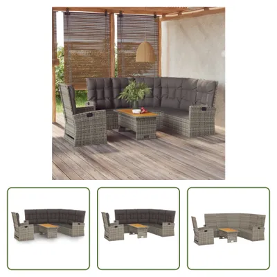 Produktbild von The Living Store 3-tlg. Garten-Lounge-Set mit Kissen Grau Poly Rattan