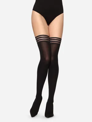 Produktbild von Merry Style Damen microfaser halterlose Strümpfe MS216 (Schwarz, XS-S)
