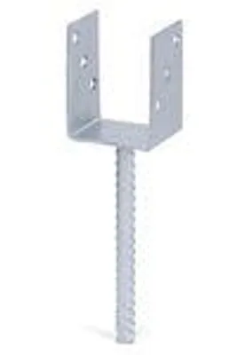 Obrázek produktu pro Alberts 2 x U-Pfostenträger mit Riffelstahl-Betonanker, 141x104 mm, Betonanker 200 mm, feuerverzinkt, zum Einbetonieren
