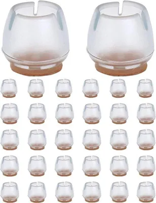 Productafbeelding van 32 Ronde Siliconen Stoelpootdoppen met Viltkussen voor Stoelpootbreedte 17 mm - 21 mm