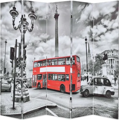 Obrázok produktu pre Skladací paraván, 200x170 cm, potlač Londýna, čierno-biely