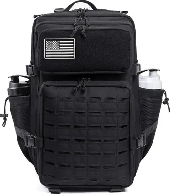 Immagine prodotto di zaino tattico 45L, materiale poliestere resistente, design spazioso, nero