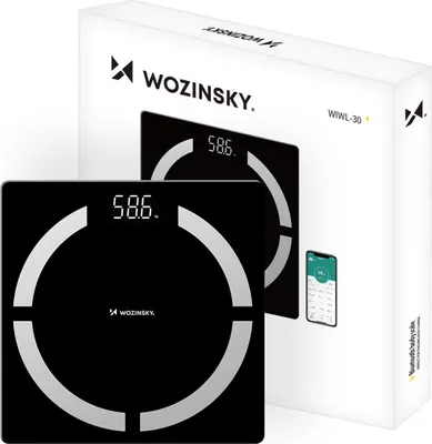 Obrázek produktu pro Wozinsky WIWL-30, Elektronická osobní váha, 180 kg, 100 g, Černá, kg, lb, Obdélník