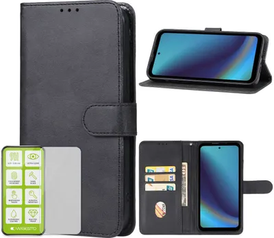 Obrázek produktu pro Pro Doogee V20 Pro Pouzdro na mobilní telefon Black Synthetic Leather Case + H9 Tempered Glass