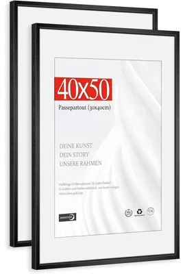 Immagine prodotto di Set di 2 cornici per foto, dimensioni 40x50 cm, in alluminio nero con vetro sintetico