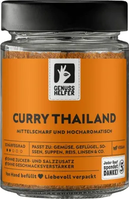 Produktbild von Thailand Curry, mittelscharf, aromatisches Thai Curry Pulver, leckerer Paprikageschmack, ideal für asiatische Speisen, 70g im Glas