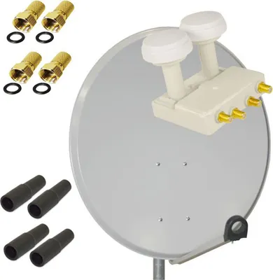 Produktbild von PremiumX SAT Anlage 80cm Antenne Aluminium Quad Monoblock WE F-Stecker