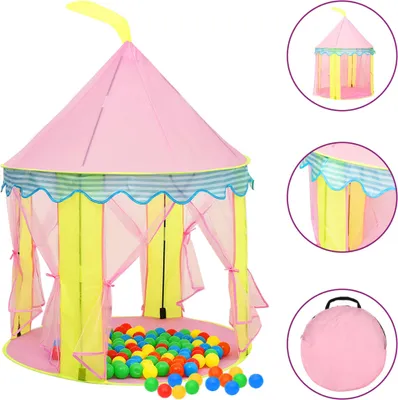 Obrázok produktu pre Detský stan na hranie s 250 loptičkami ružový 100x100x127 cm