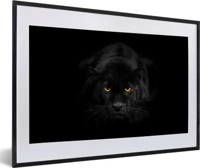 Produktbild von MuchoWow® Gerahmtes Poster Panther - Tiere - Schwarz - Augen 60x40 cm - Poster mit Schwarzem Bilderrahmen Wandposter Rahmen Foto Bilder - Schlafzimmer - Plakat in Rahmen - Drucken