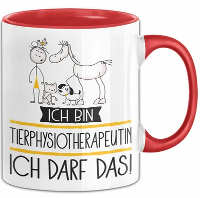 Produktbild von Geschenk für Tierphysiotherapeutin Tasse Lustige Geschenkidee Geburtstag Ich Bin Tierphysiotherapeutin Ich Darf Das (Rot)