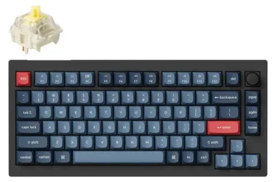 Obrázok produktu pre Keychron V1 Max, 75%, Káblový a bezdrôtový, USB + RF Wireless + Bluetooth, Mechanický spínač kláves, RGB LED, Čierna, Šedá