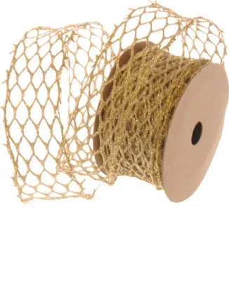Produktbild von Dekoband "Glitzerwabe" Gitterband gold - 40mm 10m