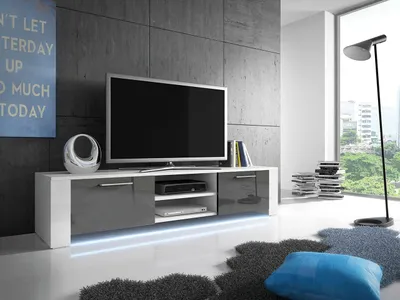 Immagine prodotto di Tavolino per TV con illuminazione a LED FERNS 9 - bianco / grigio lucido