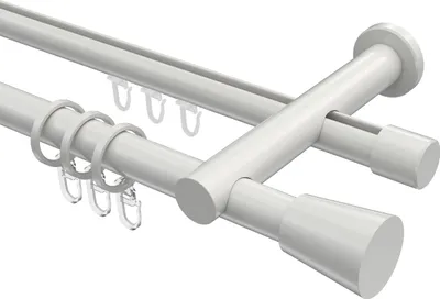 Produktbild von Interdeco Rundrohr-Innenlaufstange / Gardinenstange (Kombination) Weiß, Typ Platon Sitra (Konus), 20 mm Ø 2-läufig, 420 cm