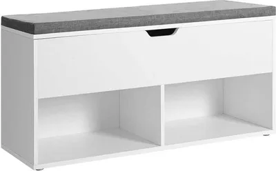 Productafbeelding van Famanu schoenenkast met opbergruimte - 2 open vakken - Wit/Grijs - 100 x 30 x 48 cm