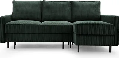 Produktbild von BETTSO Ecksofa mit Schlaffunktion und Bettkasten  Scandinavian Design Couch Sofagarnitur Couchgarnitur Polsterecke Cord stoff EMMA Grün Rechts