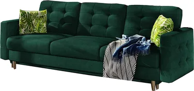 Produktbild von Sofa mit Schlaffunktion Sofa Couch Polstergarnitur Wohnlandschaft Polstersofa mit Betkasten - Aslan (Dunkelgrün (Kronos 19/Jungle))