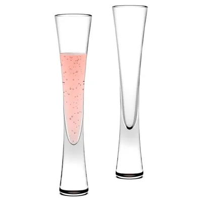 Produktbild von 2er Set 150ml Glas Sektkelche, Sektgläser Kristall, Champagnergläser, Proseccoflöten, Handgefertigt, Klare Likörgläser
