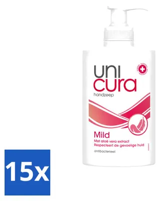 Produktbild von 15 x Unicura Antibakterielle Flüssigseife Mild - 250 ml - Vorteilspackung - 15 Stücke