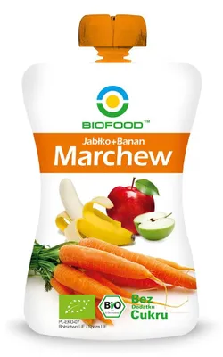 MUS JABŁKOWO - MARCHWIOWO - BANANOWY BEZGLUTENOWY BIO 120 g - BIO FOOD