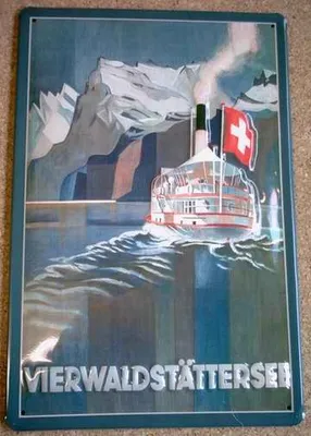 Produktbild von Blechschild Vierwaldstättersee Schweiz Dampfer Schiff Schild Nostalgieschild