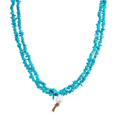 Produktbild von Valero Pearls Halskette Sterling Silber Türkis (rek.) Süßwasser-Zuchtperle 45,0 cm 50100189