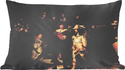 Produktbild von MuchoWow® Zierkissen Sofakissen Wohnzimmer Dekokissen 60x40 cm Die Nachtwache - Kunst - Alte Meister - Rembrandt - Kopfkissen - Polster mit Foto