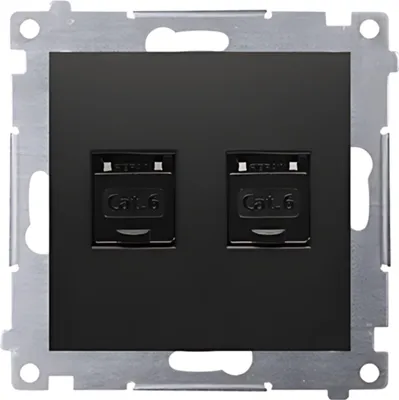 Zdjęcie produktu dla Gniazdo komputerowe RJ45 kat.6 podwójne czarne D62.01/49 SIMON 54