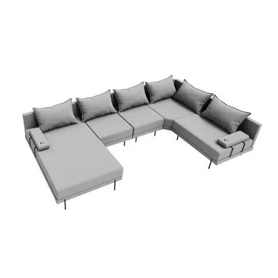 Zdjęcie produktu dla TRADA narożnik ogrodowy Bahama XL szary prawy 370x175 cm zestaw mebli ogrodowych tkanina wodoodporna