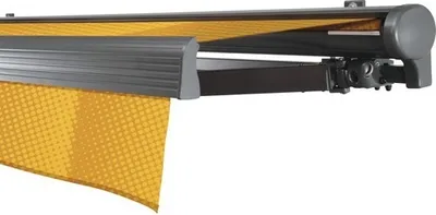 Produktbild von SOLUNA Halbkassettenmarkise Comfort 4x2,5 Stoff Dessin J200 Gestell DB703 dunkelgrau Antrieb rechts inkl. Motor, Sonnen