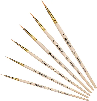 Produktbild von Roubloff - (6er Pack) Profi Künstler Pinsel Set mit Syntetischen Borsten | 6 x Feine Runde Pinsel | in den Größen: 00/0 / 1/2