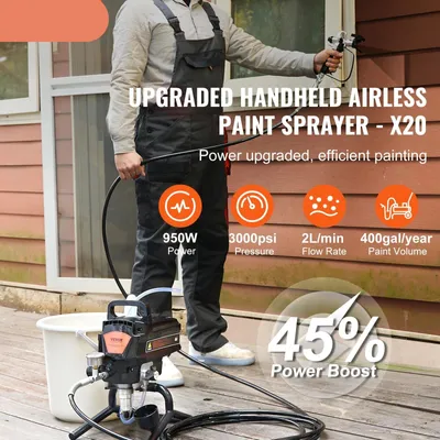 Obrázek produktu pro Stříkací pistole bez vzduchu - Elektrické stříkací pistole - Stříkací zařízení - Vysokotlaké (3000 PSI) - 950 W - Hadice 7,6 m / 15 m