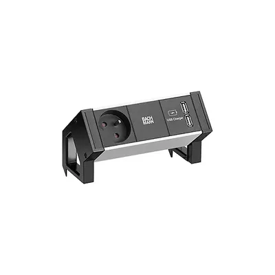 Obrázek produktu pro Bachmann Desk 2 Alu, Vnitřní, Typ E, Hliník, Plast, Hliník, Černá, 1 AC zásuvky / AC zásuvek, 155 mm