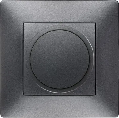 Produktbild von Schuko Steckdose Ausschalter Taster Lichtschalter Schalter VOLANTE ANTHRAZIT Einsatz + Rahmen + Abdeckung (Drehdimmer 400W 2617-08)