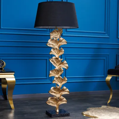 Produktbild von riess-ambiente Stehlampe GINKGO 122cm schwarz gold Metall Marmor Stoffschirm -Fuß E27
