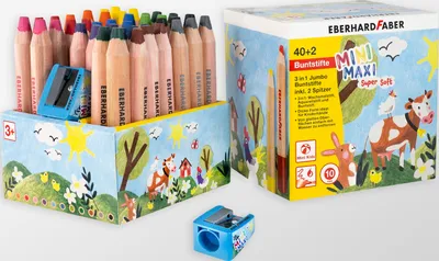 Produktbild von Eberhard Faber 518940 Jumbo Buntstift MiniMaxi 3in1 40er Box