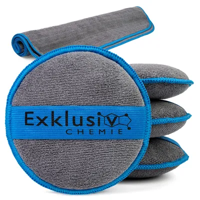 Immagine prodotto di Exklusiv Chemie 4x spugna per lucidatura a mano auto + 1x panno in microfibra Q1 GSM 380