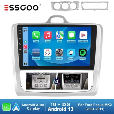 Produktbild von Autoradio für Ford Focus MK2 2004-2011 9 Zoll Touchscreen Android 14 GPS Navi CarPlay Android Auto mit Freisprechanlage Bluetooth 32 GB Speicher WiFi 2 DIN
