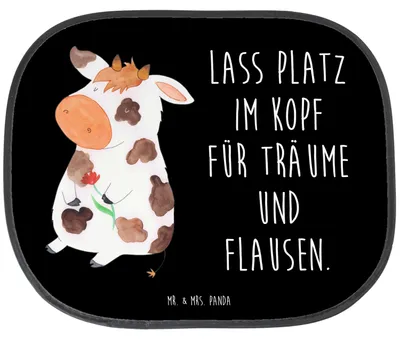 Produktbild von Mr. & Mrs. Panda Sonnenblende Auto Kuh - Schwarz - Geschenk, Sonnenschutz, Fürs, Bauernhof, Träume, für, Hof, Milch, Autoscheibe, Kühe