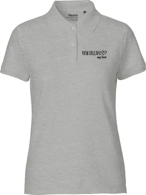 Produktbild von Huuraa Damen Polo Shirt New Orleans my love M Sport Grey Bio Baumwolle Fairtrade Poloshirt Geschenkidee