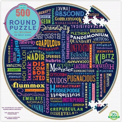 Productafbeelding van EEBOO Ronde Puzzel, 100 grote woorden, 500 stukjes